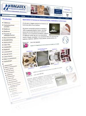 Printscreen van de website Hagatex.nl