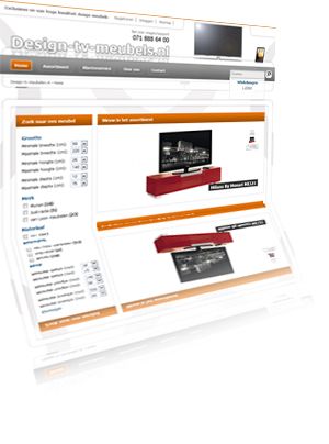 Printscreen van de website Design-tv-meubels.nl